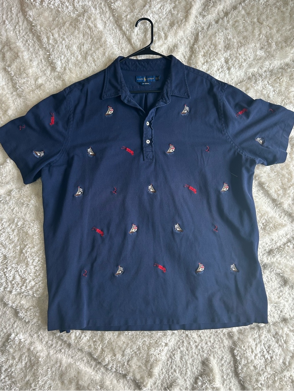 Ralph Lauren Lobster Navy Polo with Red & White Embroidery